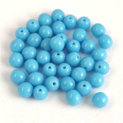 Czech Pressed Round Glass Bead - Opaque Turquoise Blue - 4mm
