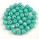 Czech Pressed Round Glass Bead - Turquoise Green AB - 4mm