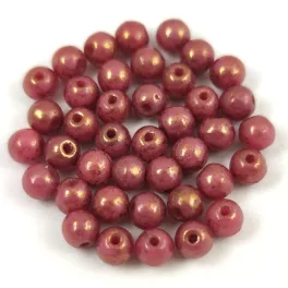Czech Pressed Round Glass Bead - Powder Rose Bronz - 4mm