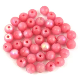 Czech Pressed Round Glass Bead - Powder Rose AB - 4mm