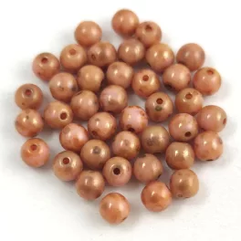 Czech Pressed Round Glass Bead - Powder Rose Picasso - 4mm