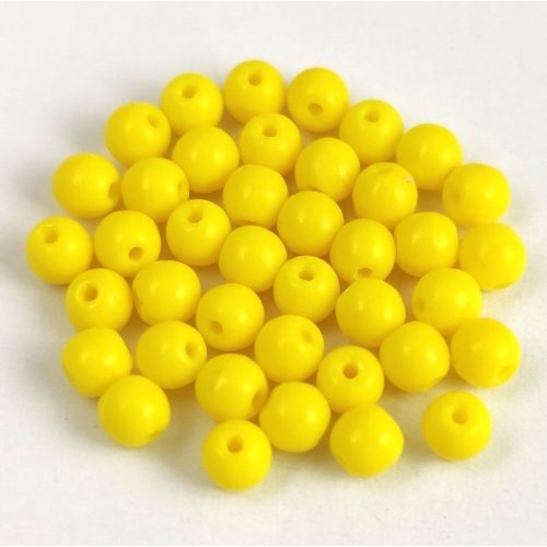 Czech Pressed Round Glass Bead - Opaque Yellow - 4mm