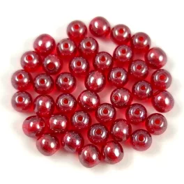 Czech Pressed Round Glass Bead - Siam Luster - 4mm