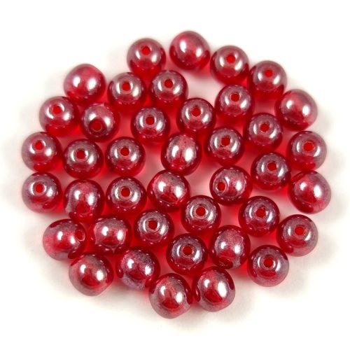 Czech Pressed Round Glass Bead - Siam Luster - 4mm