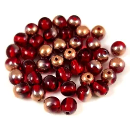 Czech Pressed Round Glass Bead - Siam Apollo - 4mm