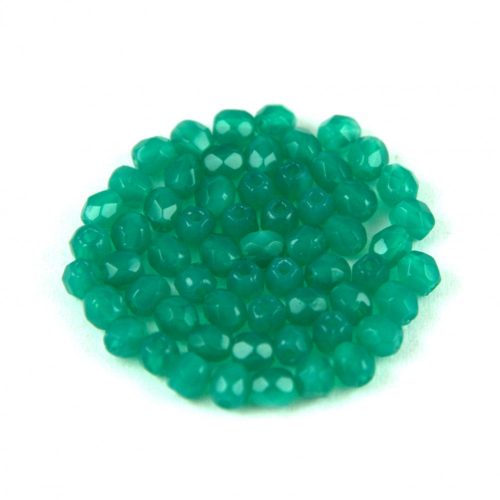 Czech Firepolished Round Glass Bead - emerald opal - 3mm