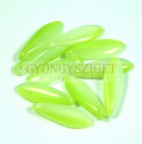   Lándzsa (szirom) cseh préselt üveggyöngy - alabástrom lime blend -5x16mm