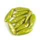 Lándzsa (szirom) cseh préselt üveggyöngy - Green Pea Gold Patina - 5x16mm