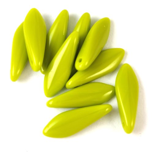 Lándzsa (szirom) cseh préselt üveggyöngy - Green Pea - 5x16mm