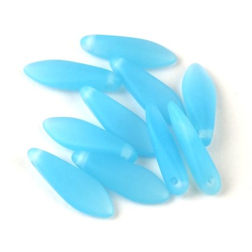 Dagger - Czech Glass Bead - Matt Opal Turquoise Blue - 5x16mm