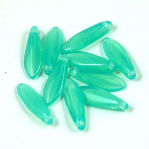 Lándzsa (szirom) cseh préselt üveggyöngy - Opal Turquoise Green -5x16mm