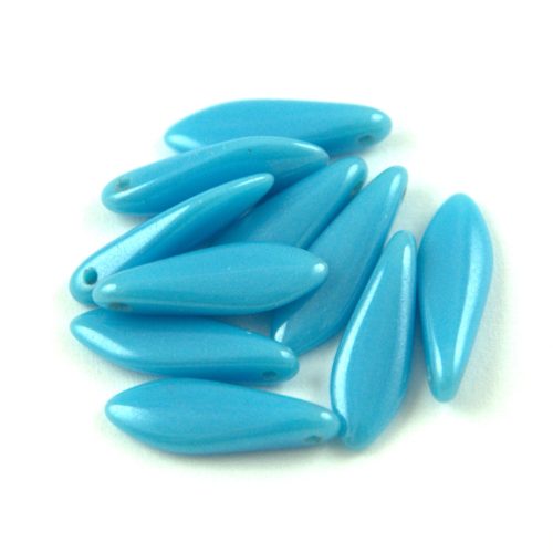 Lándzsa (szirom) cseh préselt üveggyöngy - Turquoise Blue Luster - 5x16mm