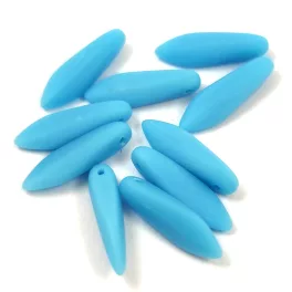 Dagger - Czech Glass Bead - Turquoise Blue Matt - 5x16mm