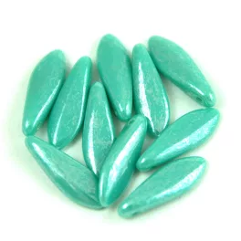 Dagger - Czech Glass Bead - Turquoise Green Luster - 5x16mm