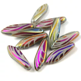   Dagger - Czech Glass Bead - Turquoise Green Sliperit Laser Cut - 5x16mm