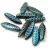 Dagger - Czech Glass Bead - Turquoise Green Blue Iris Laser Cut - 5x16mm
