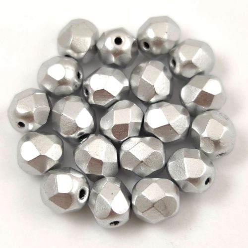 Czech Firepolished Round Glass Bead - aluminium-6mm