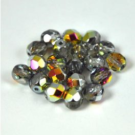 Czech Firepolished Round Glass Bead - crystal marea-6mm