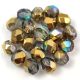 Czech Firepolished Round Glass Bead - crystal golden rainbow-6mm