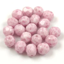   Cseh csiszolt golyó gyöngy - Chalk White Milky Light Amethyst - 6mm
