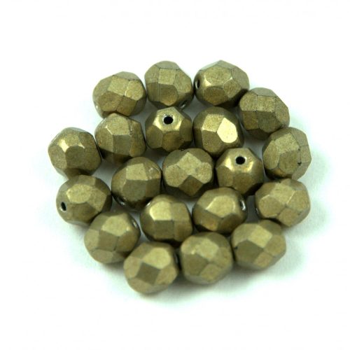 Czech Firepolished Round Glass Bead - Saturated Metallic Golden Lime - 6mm
