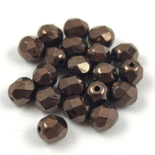 Cseh csiszolt golyó gyöngy - Chocolate Bronz - 6mm
