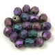 Czech Firepolished Round Glass Bead - Matt Metallic Purple Iris - 6mm