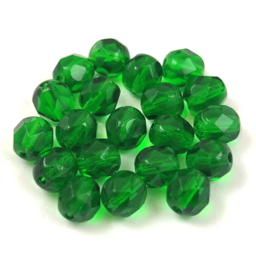 Cseh csiszolt golyó gyöngy - Transparent Green - 6mm