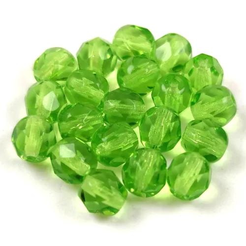 Cseh csiszolt golyó gyöngy - Transparent Light Green - 6mm