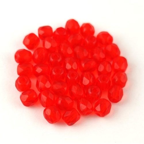 Czech Firepolished Round Glass Bead - dark orange - 6mm