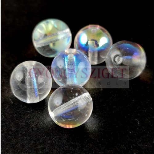 Czech Pressed Round Glass Bead - Crystal AB - 6mm