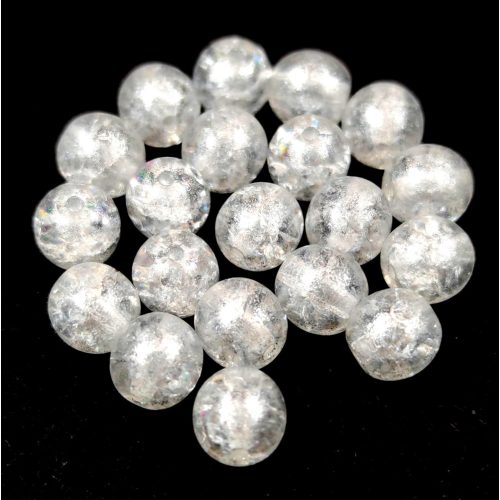 Czech Pressed Round Glass Bead - Cracked Crystal - 6mm