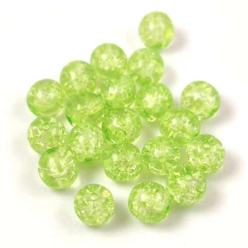 Czech Pressed Round Glass Bead - Cracked Lime - 6mm