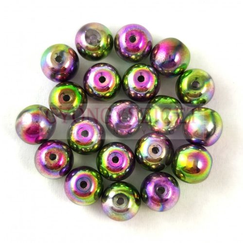 Préselt golyó gyöngy - Crystal Glittery Green Violet - 6mm