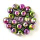 Czech Pressed Round Glass Bead - Crystal Glittery Green Violet - 6mm
