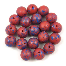Cseh préselt golyó gyöngy - Brown Blue Splash - 6mm