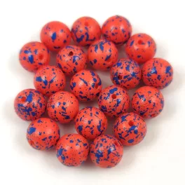 Cseh préselt golyó gyöngy - Orange Blue Splash - 6mm