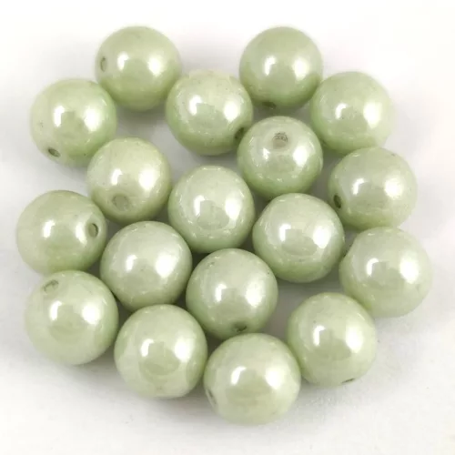 Cseh préselt golyó - Alabaster Light Green Luster - 6mm