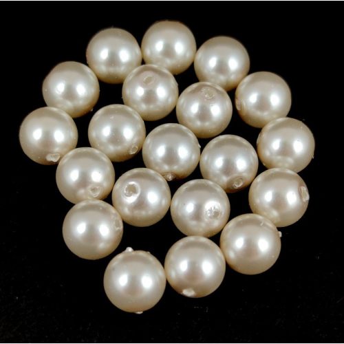 Czech Pressed Round Glass Bead - Cream White Pearl - 6mm