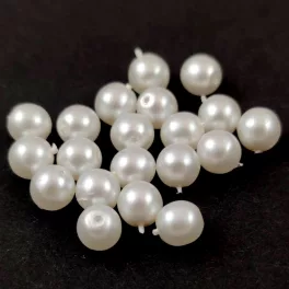 Czech Pressed Round Glass Bead -  Pearl White - 6mm