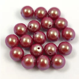   Cseh préselt golyó gyöngy - Alabaster Pearlescent Red - 6mm