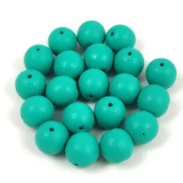   Cseh préselt  golyó gyöngy - White Opal Matt Dark Turquoise - 6mm
