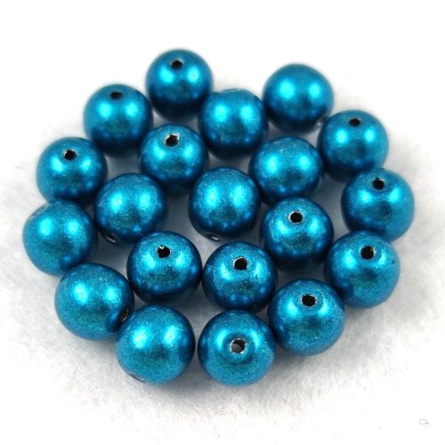 Czech Pressed Round Glass Bead - Saturated Metallic Shaded Spruce - 6mm