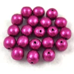 Cseh préselt golyó gyöngy - Sueded Gold Fuchsia Red - 6mm