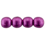 Cseh préselt golyó gyöngy - Sueded Gold Fuchsia Red - 6mm