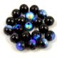Czech Pressed Round Glass Bead - Jet AB - 6mm