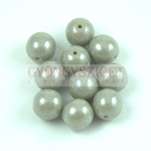 Czech Pressed Glass Raound Bead - Opaque Gray Luster - 6mm