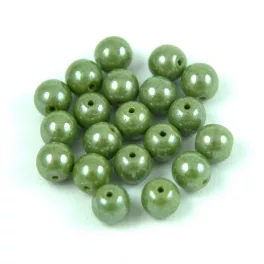 Cseh préselt golyó gyöngy - Opaque Olive Luster - 6mm