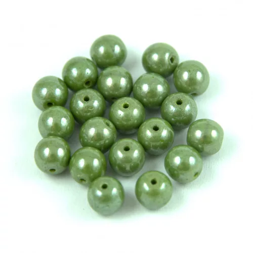 Cseh préselt golyó gyöngy - Opaque Olive Luster - 6mm