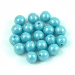 Cseh préselt golyó gyöngy - Blue Turquoise Luster - 6mm